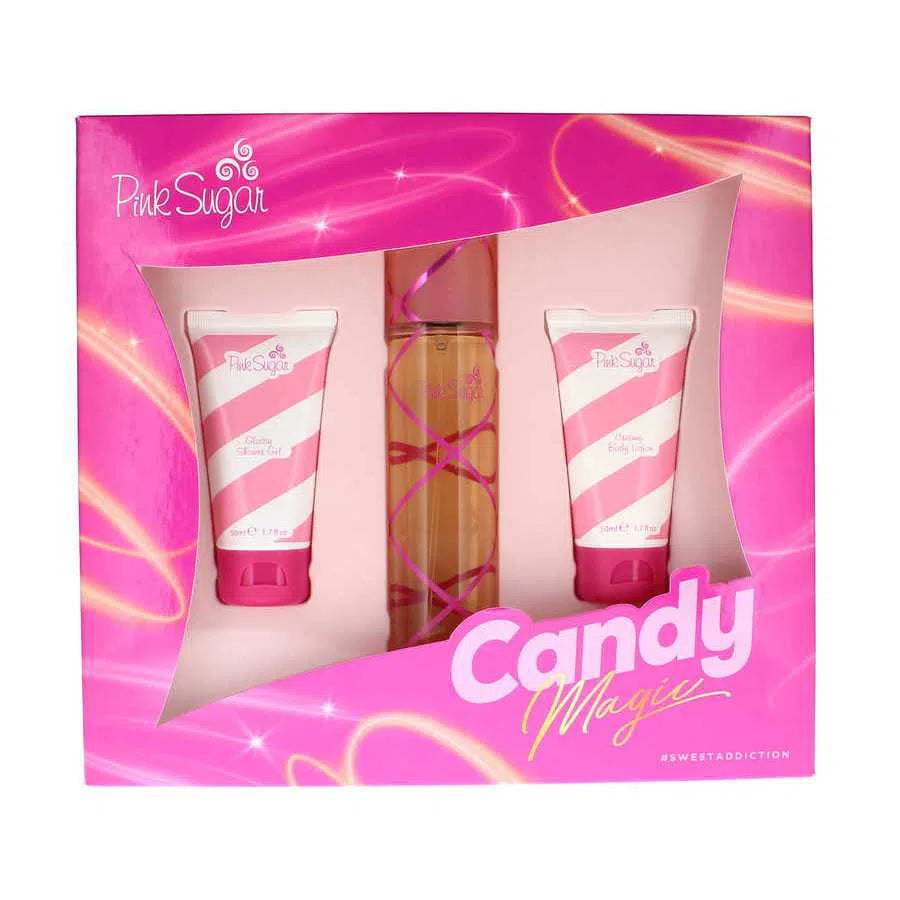Estuche Aquolina Pink Sugar EDT (W) / 3 Pc SP 50 ml; SG 50 ml; BL 50 ml - 8054609782609- Prive Perfumes Honduras
