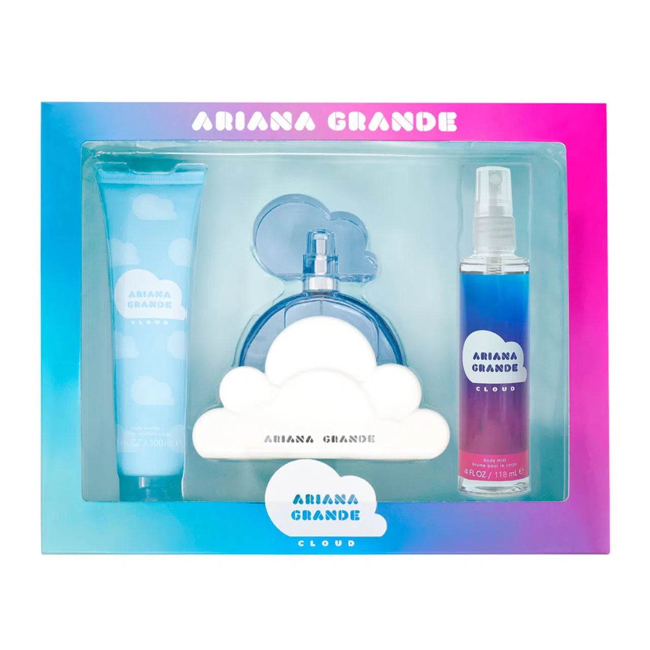 Estuche Ariana Grande Cloud EDP (W) / 3 Pc SP 100 ml; BL 100 ml; Body Mist - 810101501654- Prive Perfumes Honduras