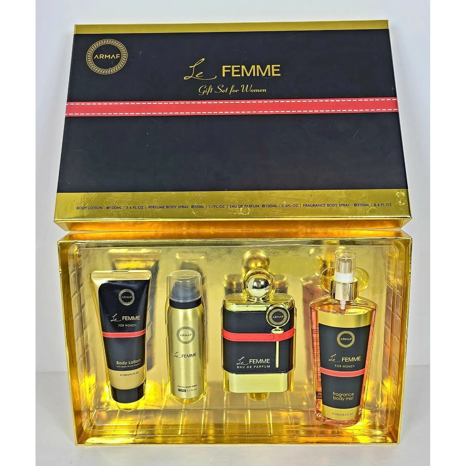 Estuche Armaf Le Femme EDP (W) / Pc 4 SP 100 ml; BL 100 ml; BM 250 ml; BS 50 ml - 6085010091051- Prive Perfumes Honduras