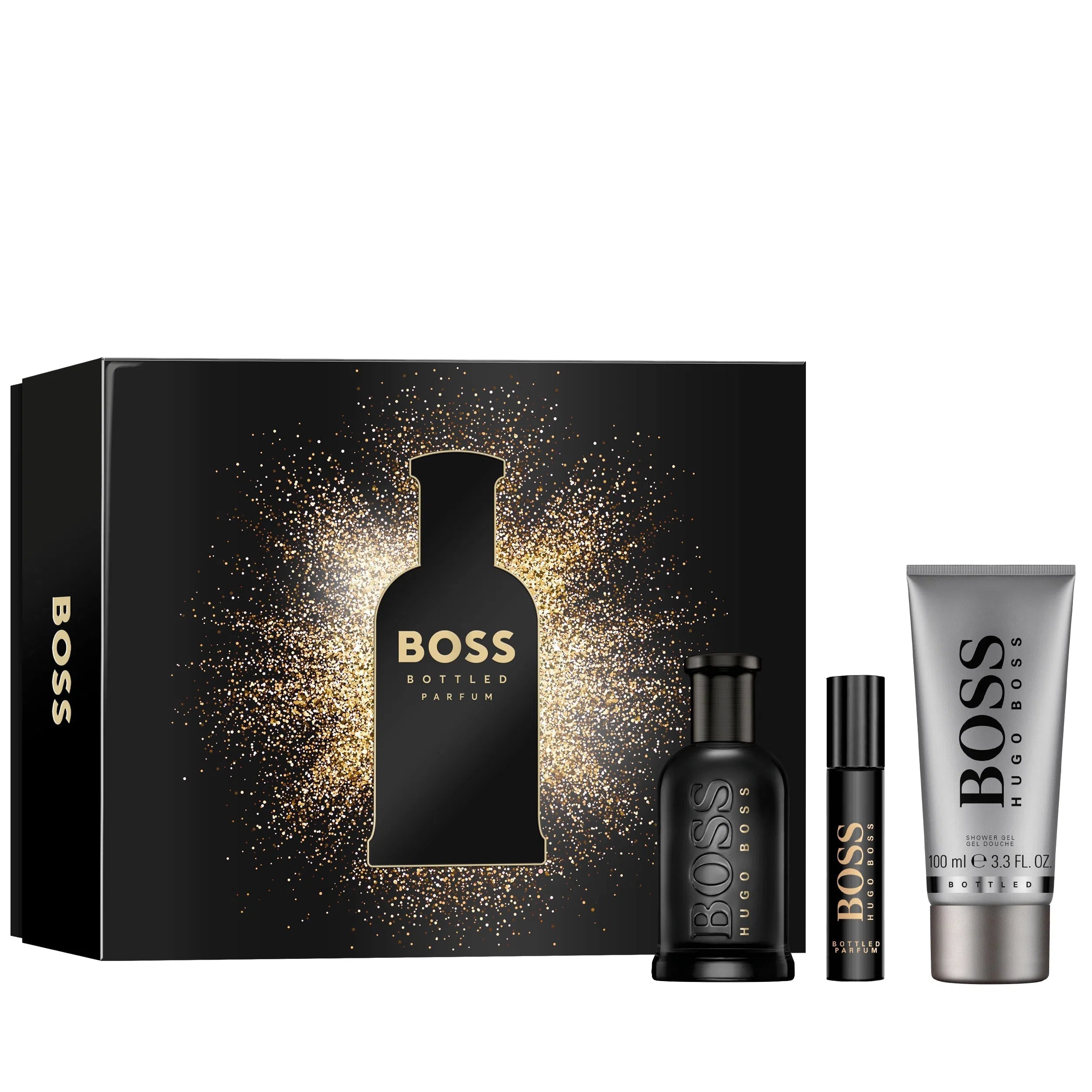 Estuche Hugo Boss Boss Bottled Parfum (M) / 3 Pc SP 100 ml; SG 75 ml; SP 10 ml - 3616304197888- Prive Perfumes Honduras