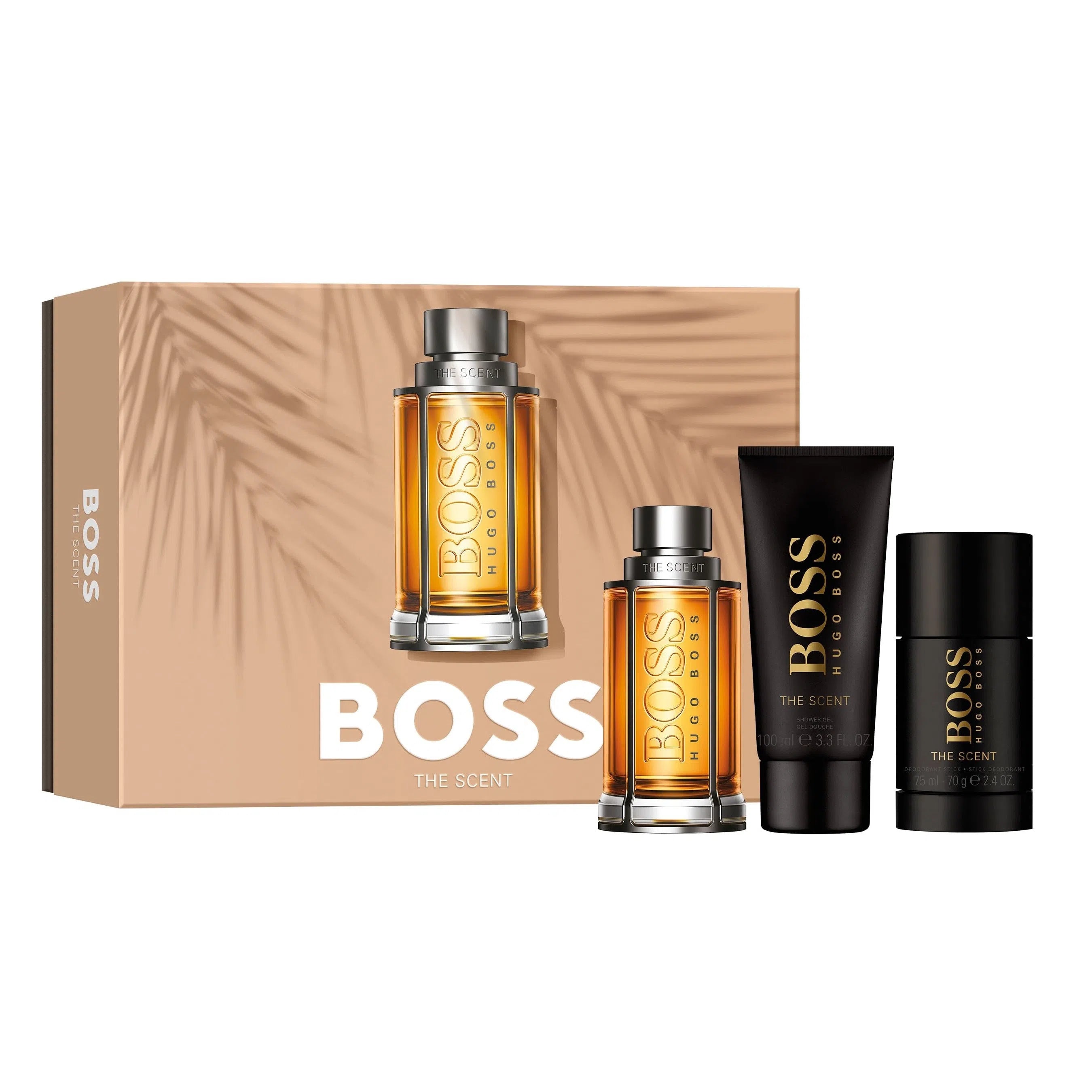 Estuche Hugo Boss Boss The Scent EDT (M) / 3 Pc SP 100 ml; SG 100 ml; DEO - 3616304099441- Prive Perfumes Honduras