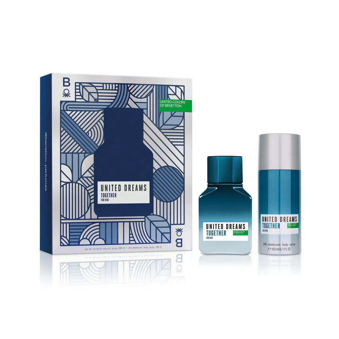 Estuche United Colors of Benetton Together for Him EDT (M) / 2 Pc SP 100 ml; DEO 150 ml - 8433982024764- Prive Perfumes Honduras