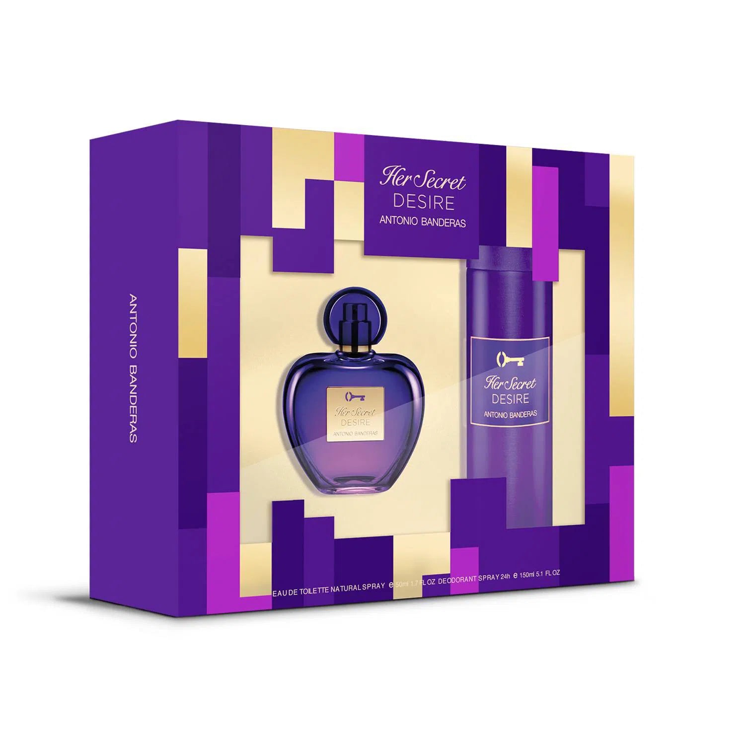 Estuche Antonio Banderas Her Secret Desire EDT (W) / SP 80 ml; DEO 150 ml - 8411061045312- Prive Perfumes Honduras