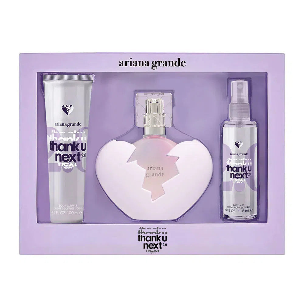 Estuche Ariana Grande Thank U Next 2.0 EDP (W) / 3Pc SP 100 ml; BM 118 ml; BL 100 ml - 810101502507- Prive Perfumes Honduras