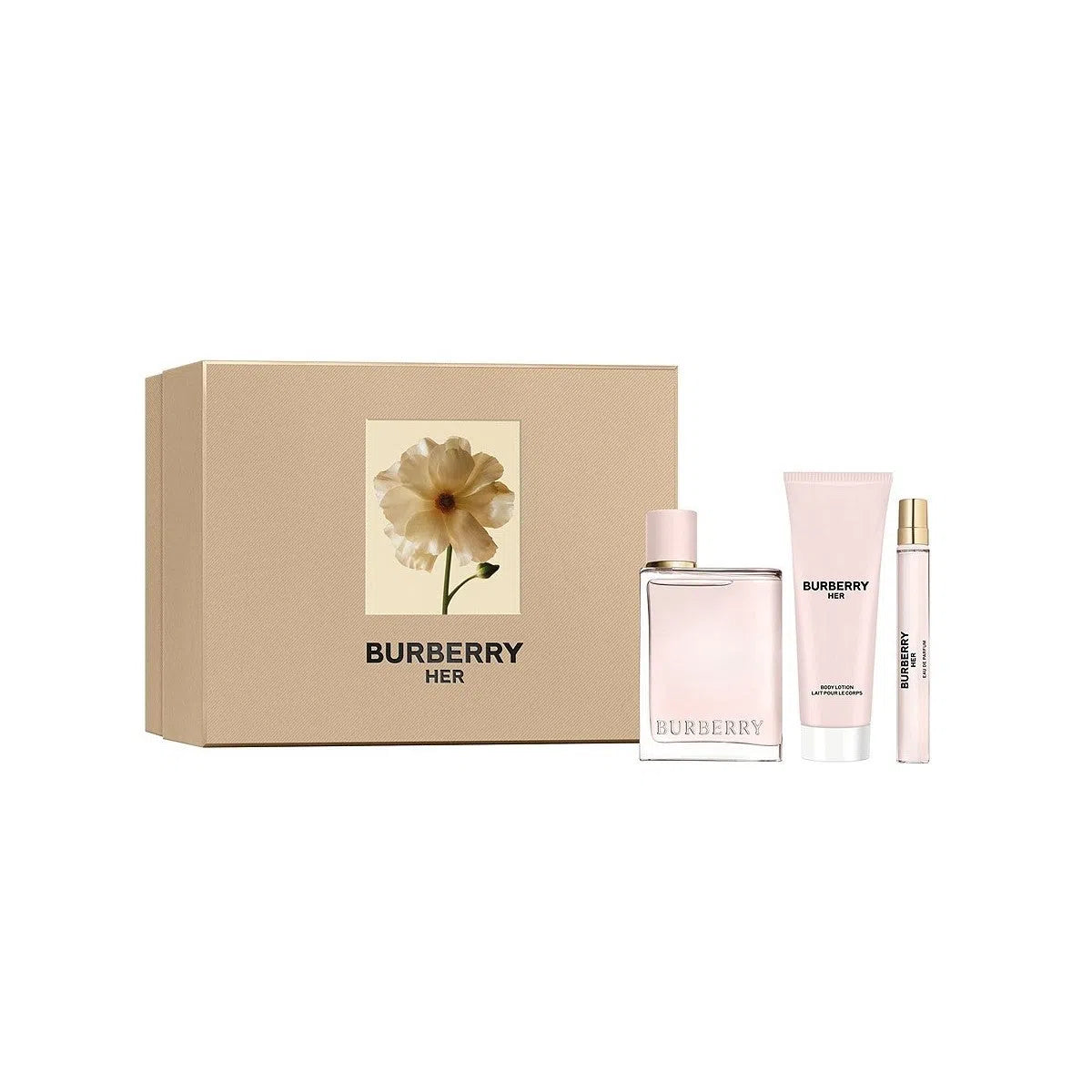 Estuche Burberry Her EDP (W) / 3 Pc SP 100 ml; BL 75 ml; SP 10 ml - 3616304957819- Prive Perfumes Honduras