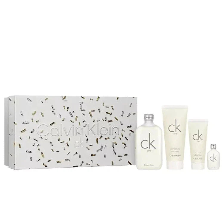 Estuche Calvin Klein CK One EDT (M) / 4 Pc SP 200 ml; BL 200 ml; SG 100 ml; SP 15 ml - 3616304678080- Prive Perfumes Honduras