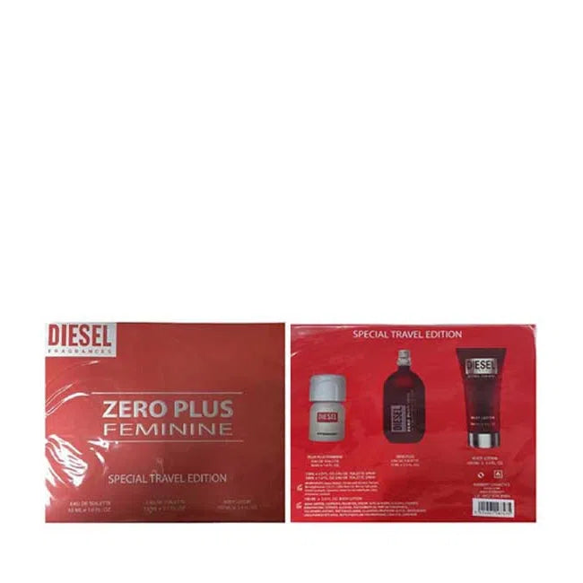 Estuche Diesel Zero Plus Feminine EDT (W) / 3 Pc SP 75 ml; BL 100 ml; SP 30 ml - 7414561587475- Prive Perfumes Honduras