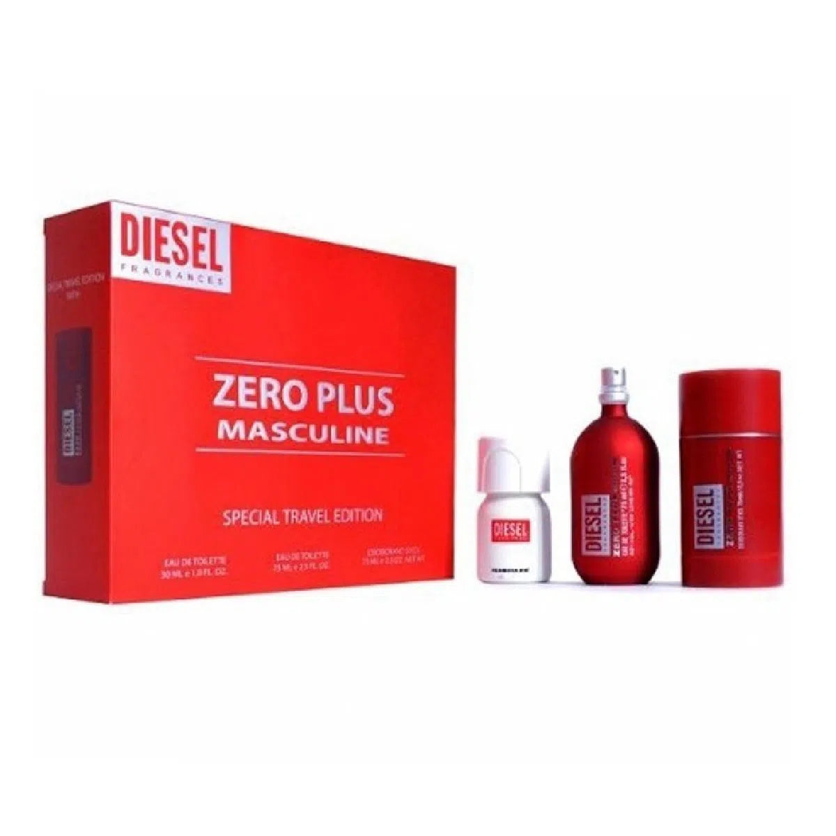 Estuche Diesel Zero Plus Masculine EDT (M) / 3 Pc SP 75 ml; DEO; SP Plus Plus 30 ml - 7296145482952- Prive Perfumes Honduras