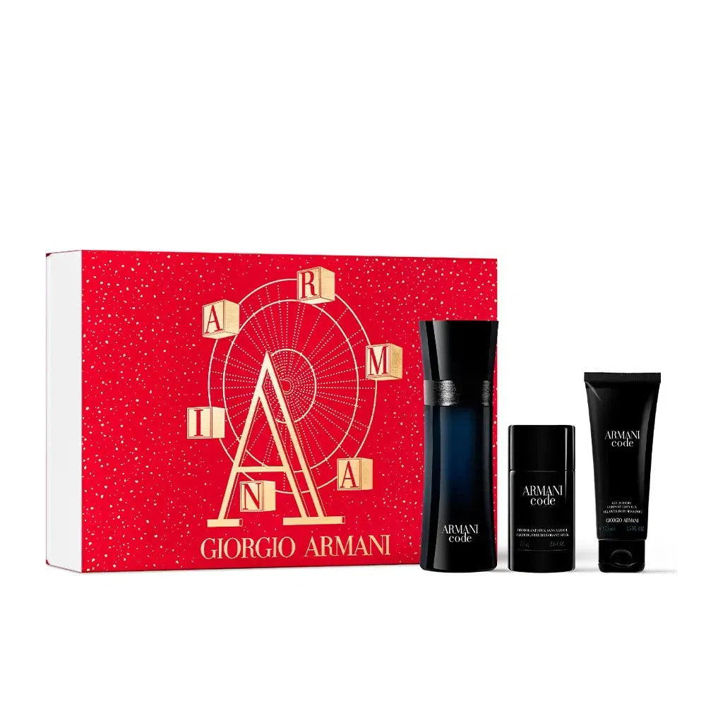 Estuche Giorgio Armani Code EDT (M) / 3 Pc SP 125 ml; SG 75 ml; DEO - 3614273877497- Prive Perfumes Honduras