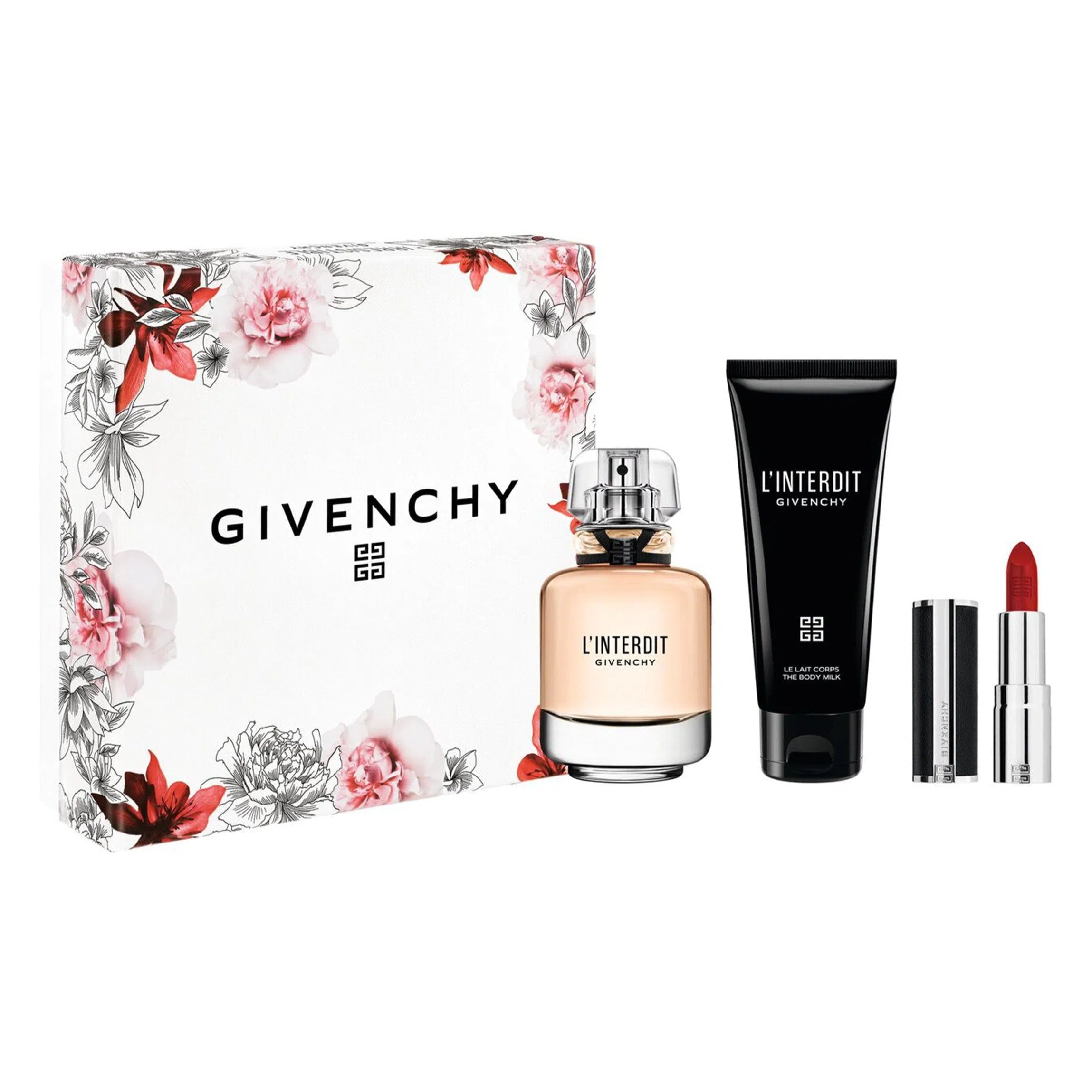 Estuche Givenchy L'Interdit EDP (W) / 3 Pc SP 50 ml; BL 75 ml; Lipstick - 3274872467590- Prive Perfumes Honduras