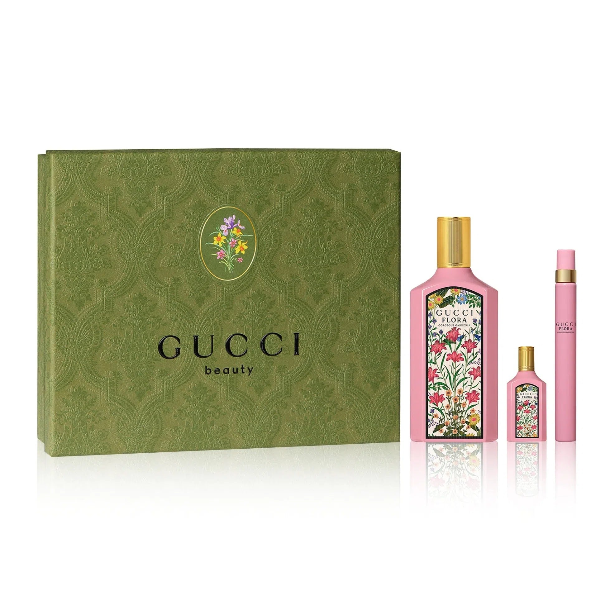 Estuche Gucci Flora Gorgeous Gardenia EDP (W) / 3 Pc SP 90 ml; SP 10 ml ; SP 5 ml - 3616304956911- Prive Perfumes Honduras