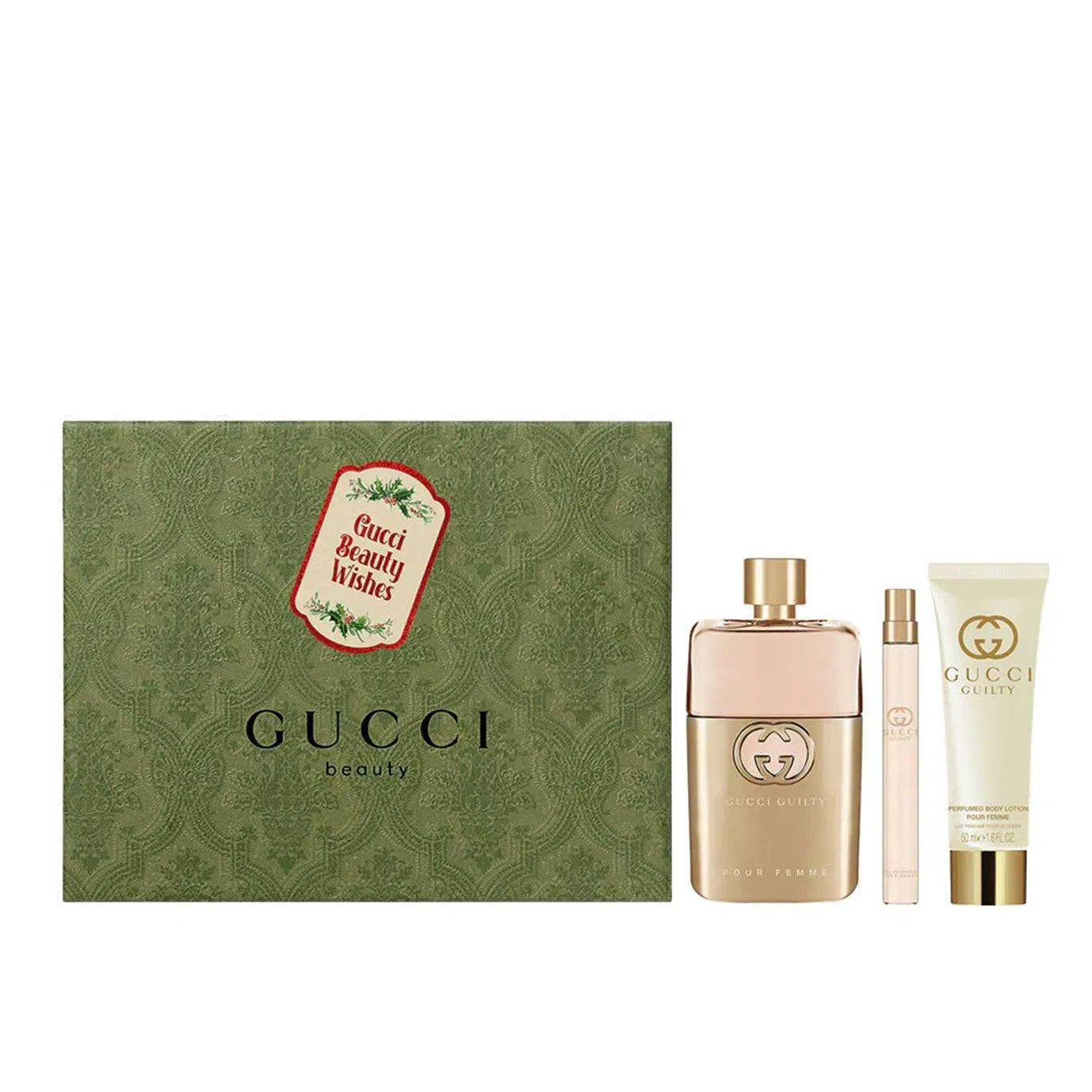 Estuche Gucci Guilty Pour Femme EDP (W) / 3 Pc SP 90 ml; BL 50 ml ; SP 10 ml - 3616303784775- Prive Perfumes Honduras