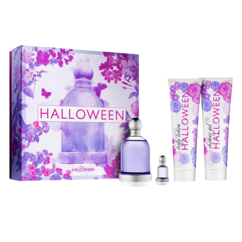 Estuche J del Pozo Halloween EDT (W) / 4 Pc SP 100 ml; BL 150 ml; SG 150 ml; SP 4.5 ml - 8431754008288- Prive Perfumes Honduras