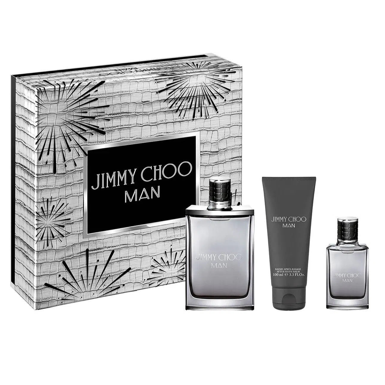 Estuche Jimmy Choo EDT (M) / 3 Pc SP 100 ml; SG 100 ml; SP 30 ml - 3386460130950- Prive Perfumes Honduras