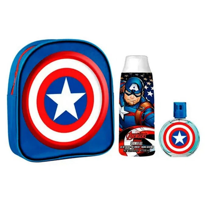 Estuche Marvel Captain America Hero Backpack EDT (B) / 3 Pc SP 50 ml; SG 300 ml; Backpack - 8411114090092- Prive Perfumes Honduras