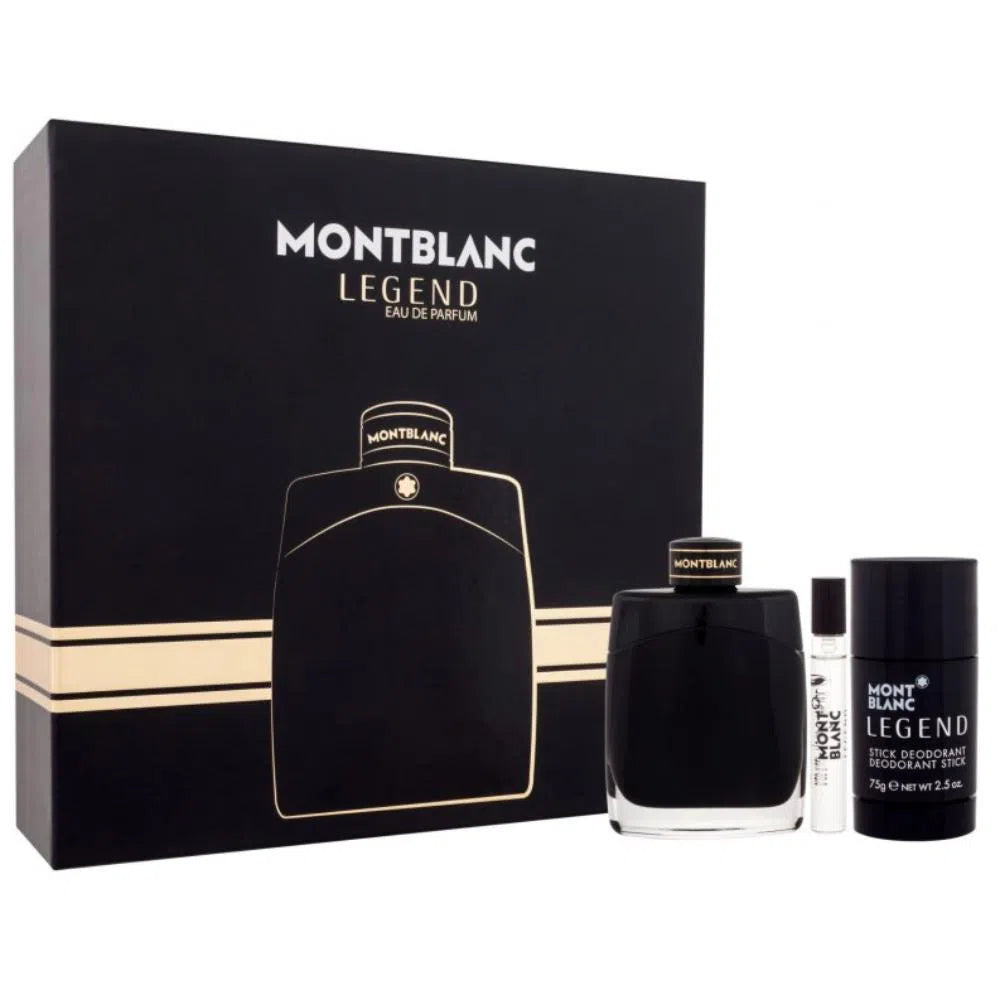 Estuche Mont Blanc Legend EDP (M) / 3 Pc SP 100 ml; DEO 75 ml; SP 7.5 ml - 3386460130370- Prive Perfumes Honduras