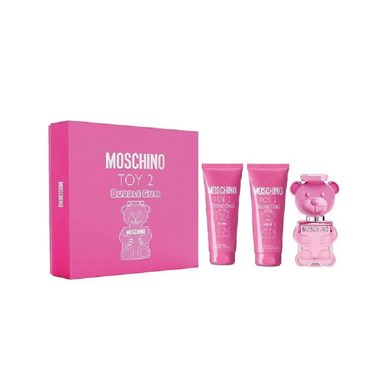 Estuche Moschino Toy 2 Bubble Gum EDT (W) / 3 Pc SP 50 ml; BL 50 ml; SG 50 ml - 8011003877164- Prive Perfumes Honduras