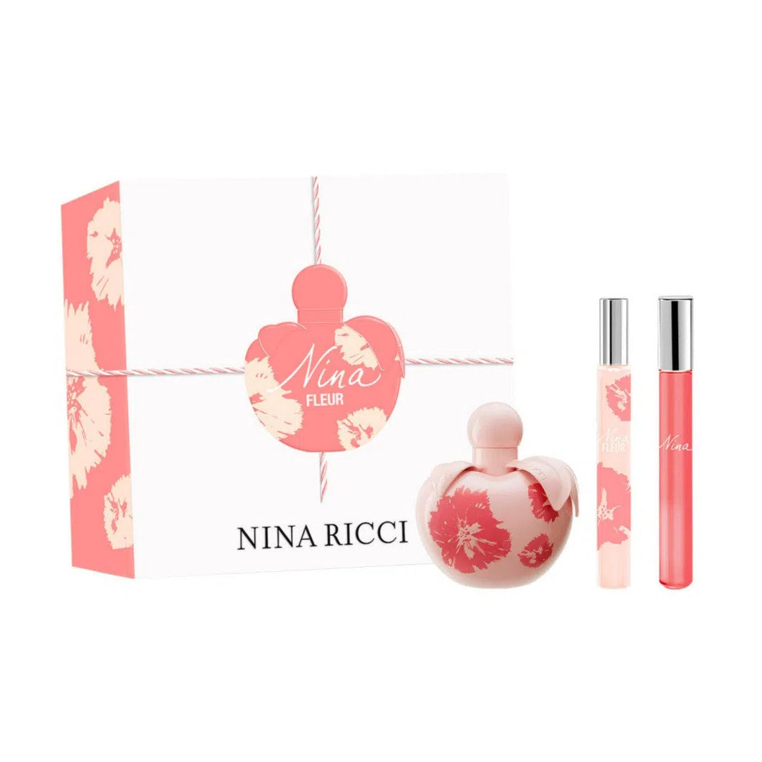 Estuche Nina Ricci Nina Fleur EDT (W) / 3 Pc SP 80 ml; ROLL Fleur; ROLL Nina - 3137370357834- Prive Perfumes Honduras