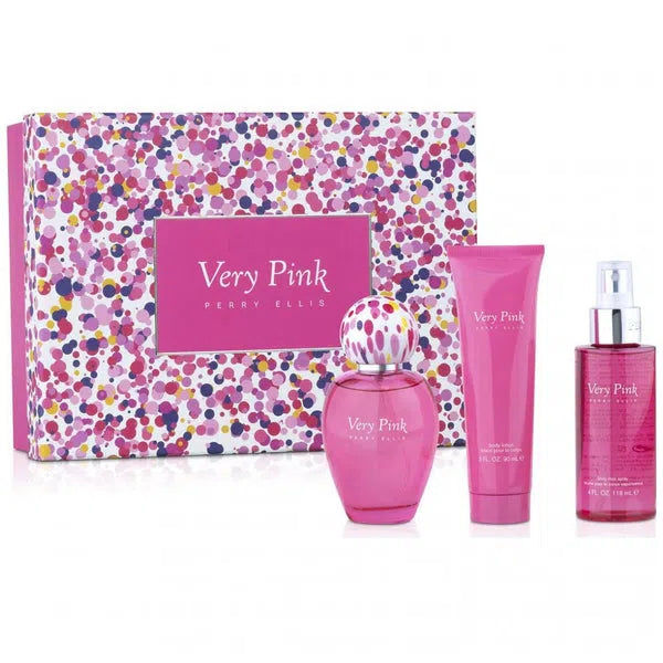 Estuche Perry Ellis Very Pink EDP (W) / 3 Pc SP 100 ml; SG 90 ml; BS 90 ml - 844061013896- Prive Perfumes Honduras