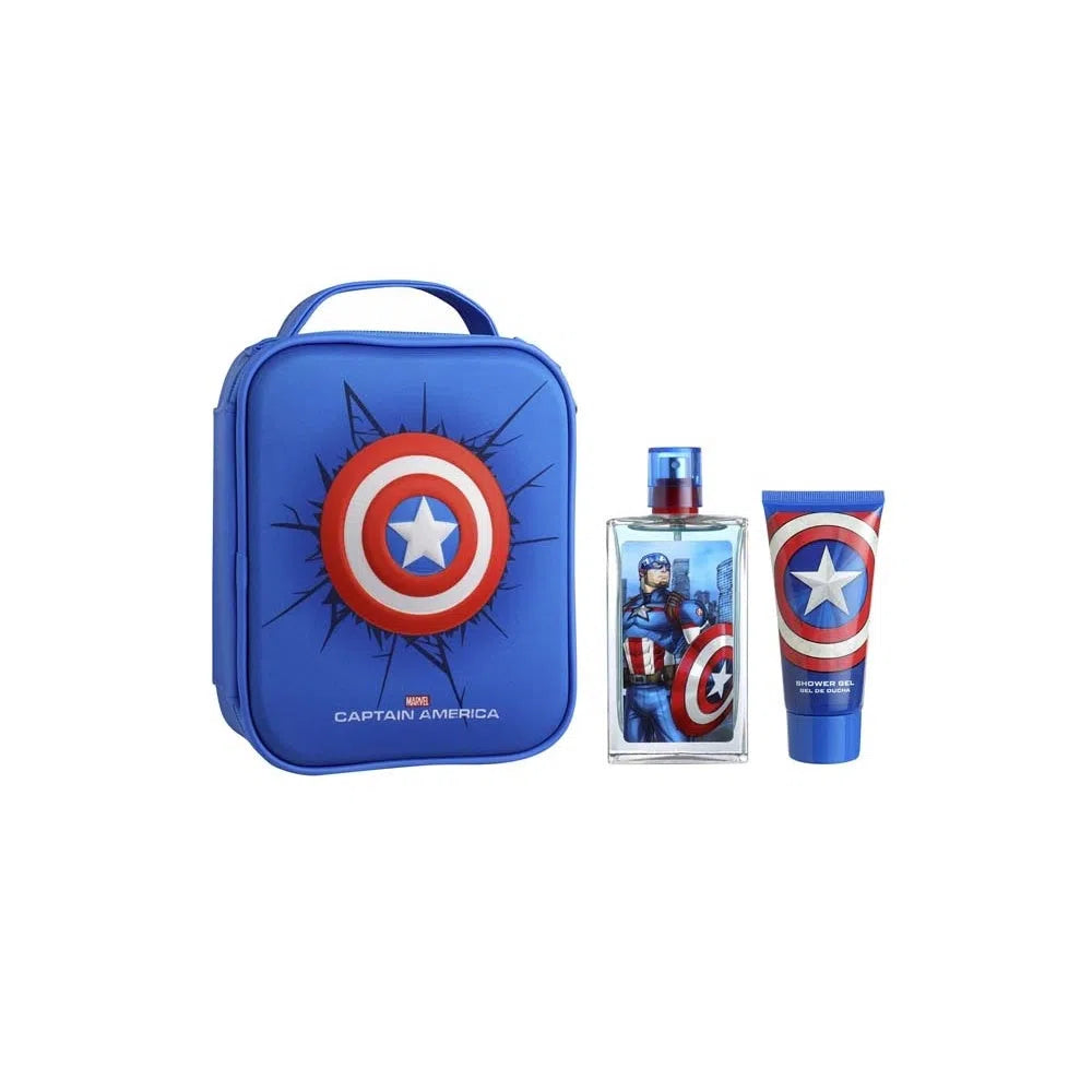  Marvel Captain America Hero Backpack EDT (B) / 3 Pc SP 100 ml; SG 100 ml; Zip Case - 8411114087726- Prive Perfumes Honduras