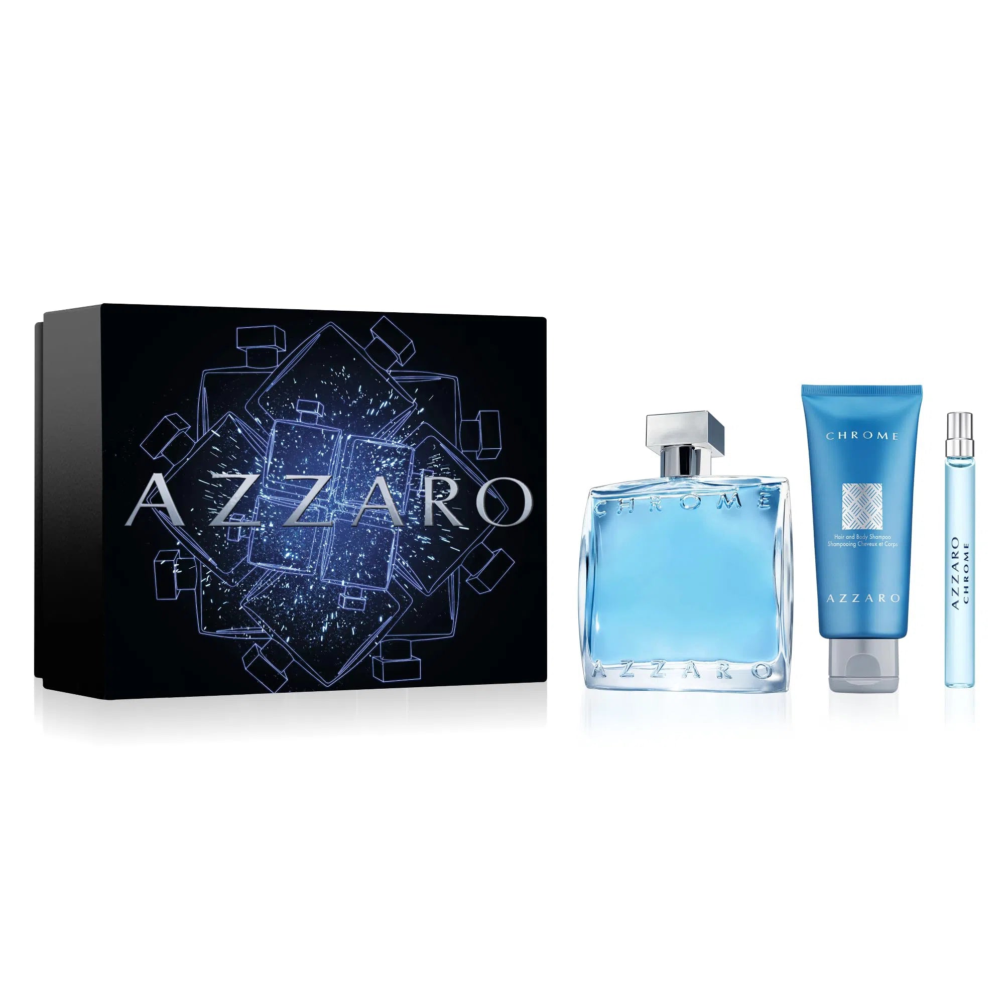 Perfume Azzaro Chrome EDT (M) / 3 PC SP 100 ml; SG 75 ml; SP 10 ml - 3614274101379- Prive Perfumes Honduras